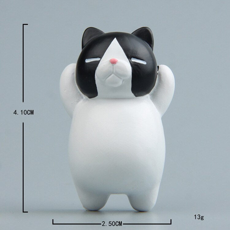 Imán de nevera con forma de gato, imán de nevera con forma de gato japonés: Black and white