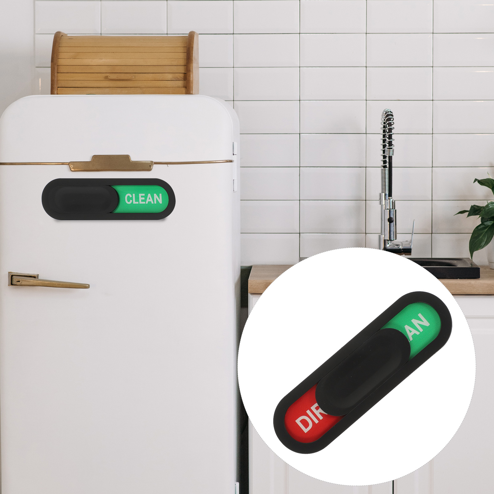 Dishwasher Magnet Oval Clean Dirty Sign Magnetic Non-Scratching Sliding Indicator Replacement Clean Dirty Dishwasher Sticker