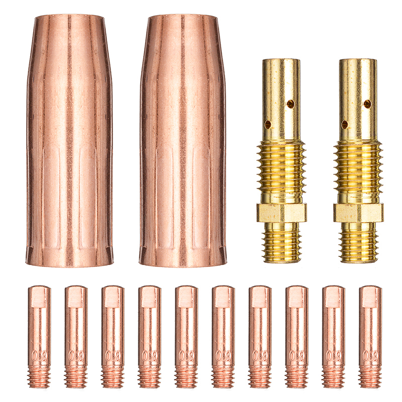 14Pcs Contact Tips Gas Nozzles Consumables Kit For Tweco Mini /1 &amp; Lincoln Magnum 100L MIG Welding Tool Kit