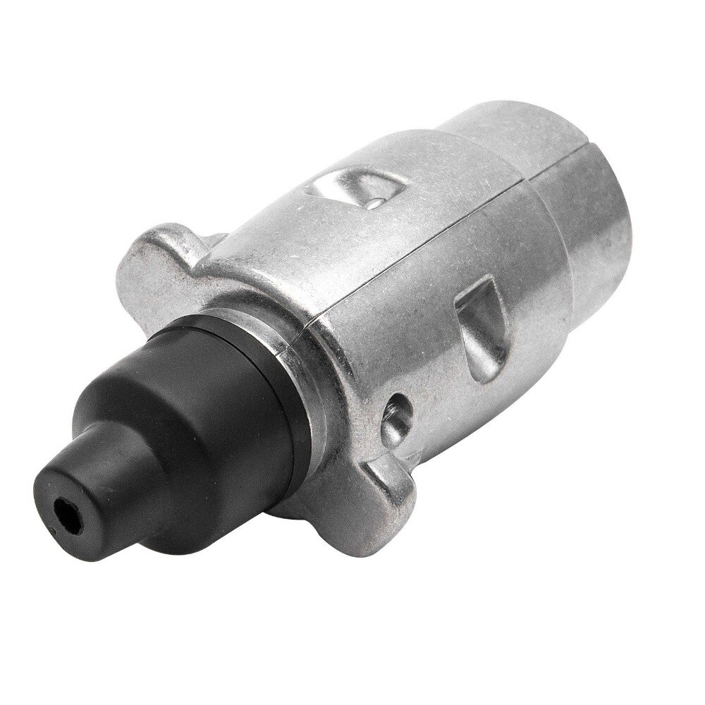 12V 7Pin Trailer Plug Round Wiring Light Towing Metal Caravan Truck Boat Socket Silver