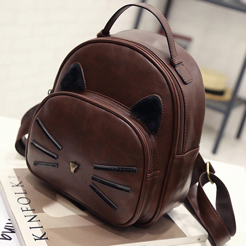 Vrouwen Meisje Rugzak Leuke Kat Baard Reizen Rugzak Rugzak Schooltas 4 Kleur: coffee