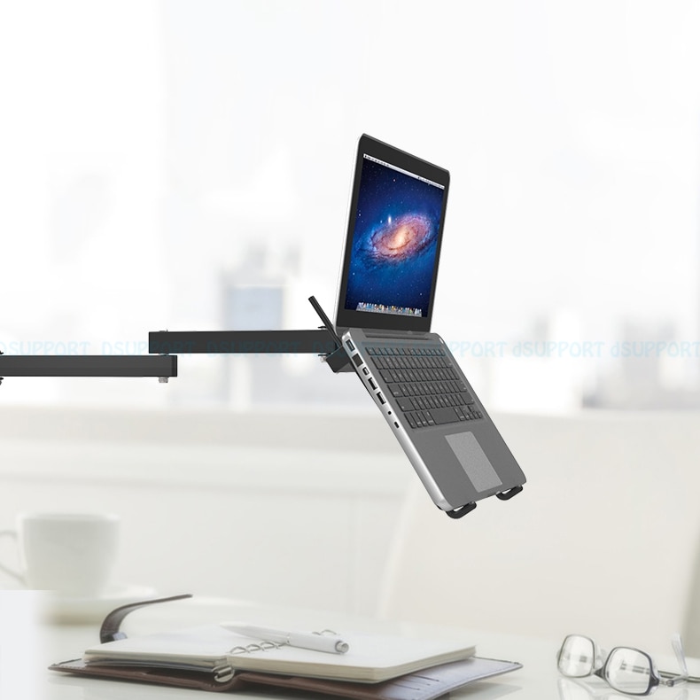 Foldable Wall Mount 17-27 inch Laptop Holder Two Arms Full Motion Laptop Cooler Retractable Notebook Hanger