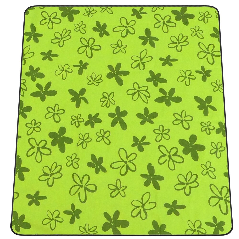PrimeMatik-picnic blanket 150x130 cm green print with flowers