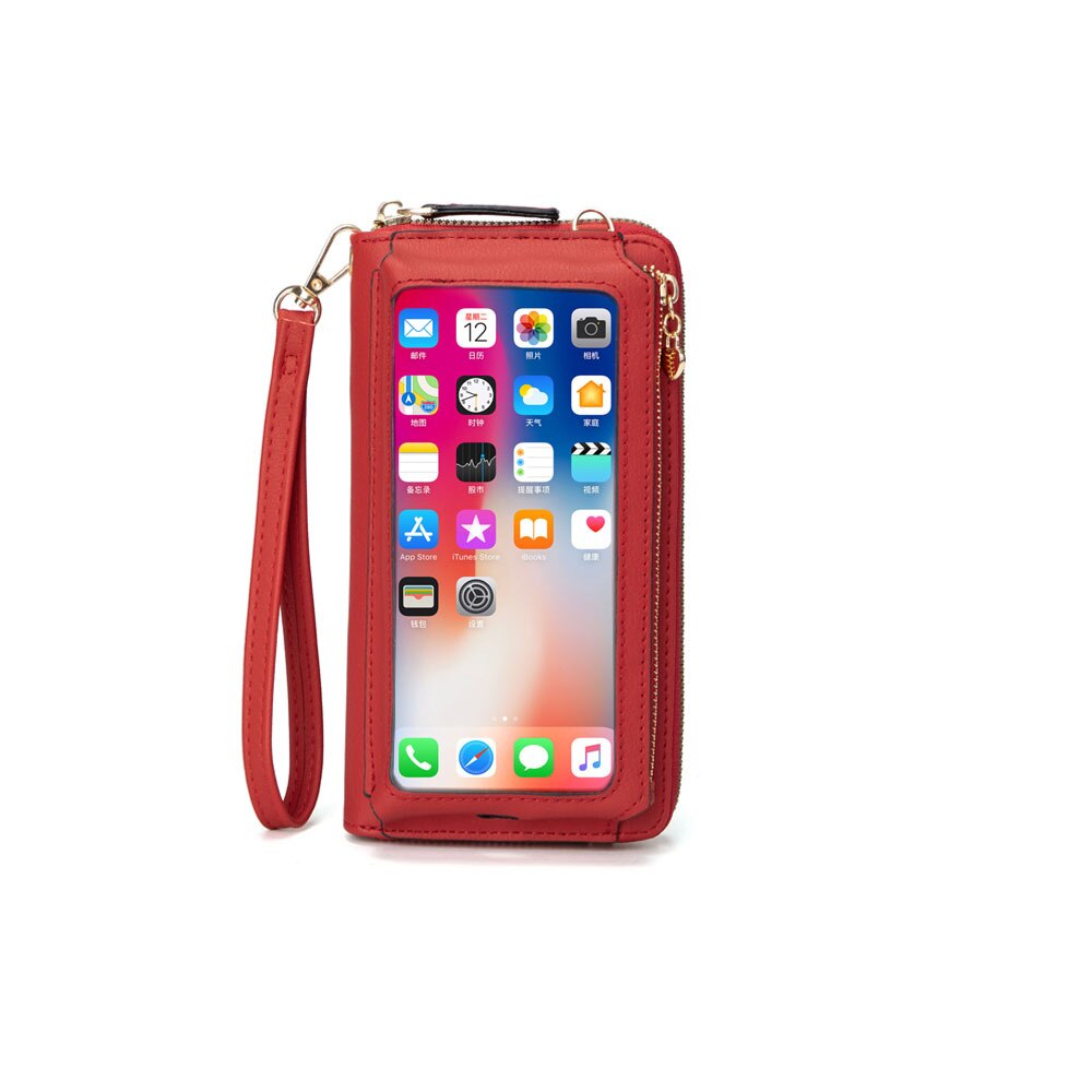Rfid Women Phone Wallet: Red