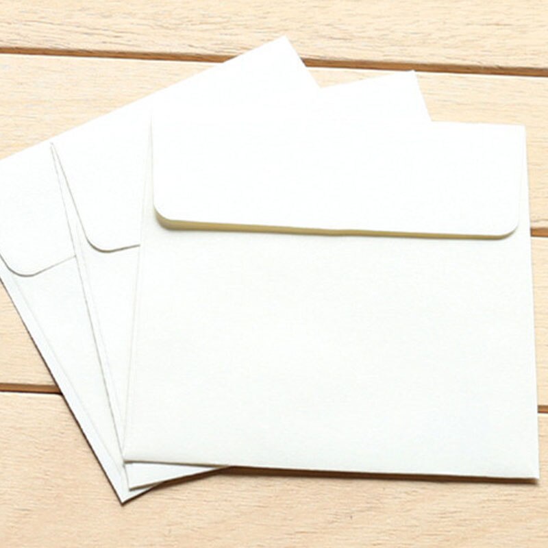 10Pcs 8 Kleur Vierkante Blanco Enveloppen 100*100Mm Wenskaarten Mini Cd Enveloppen Kaart Huwelijksuitnodiging: Off white