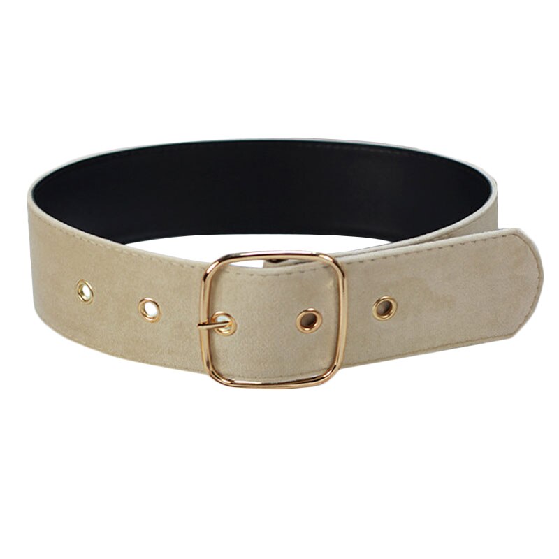 1 Pc Retro Lange Fluwelen Riem Ronde Vierkante Metalen Pin Gesp Decoratieve Casual Brede Tailleband Mode Vrouwelijke Jurk Jas Trui riem: Black