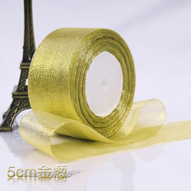 Ruban Satin licorne doré & argent 0.3-5CM | Pour emballage , ruban pailleté de décoration de mariage, pour noël halloween bricolage: onion 50mm gold
