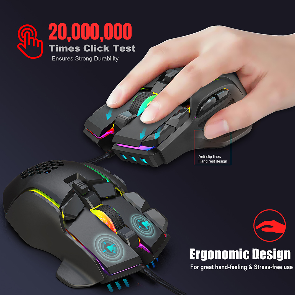 Neue USB Gaming Maus Computer Maus RGB Hintergrundbeleuchtung Mause Gamer 10 Tasten Programmierung 7200 dpi Ergonomische Gaming Maus Für computer