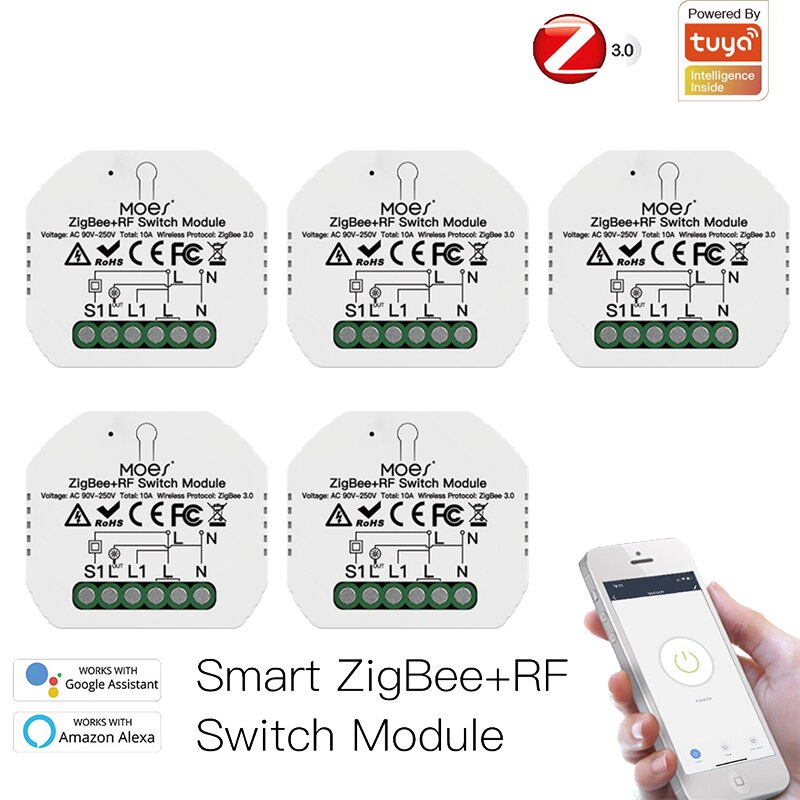 Tuya ZigBee 3.0 Smart Light Switch Module Smart Life Tuya Remote Control Work With Google Assistant Alex Yandex Smart Home