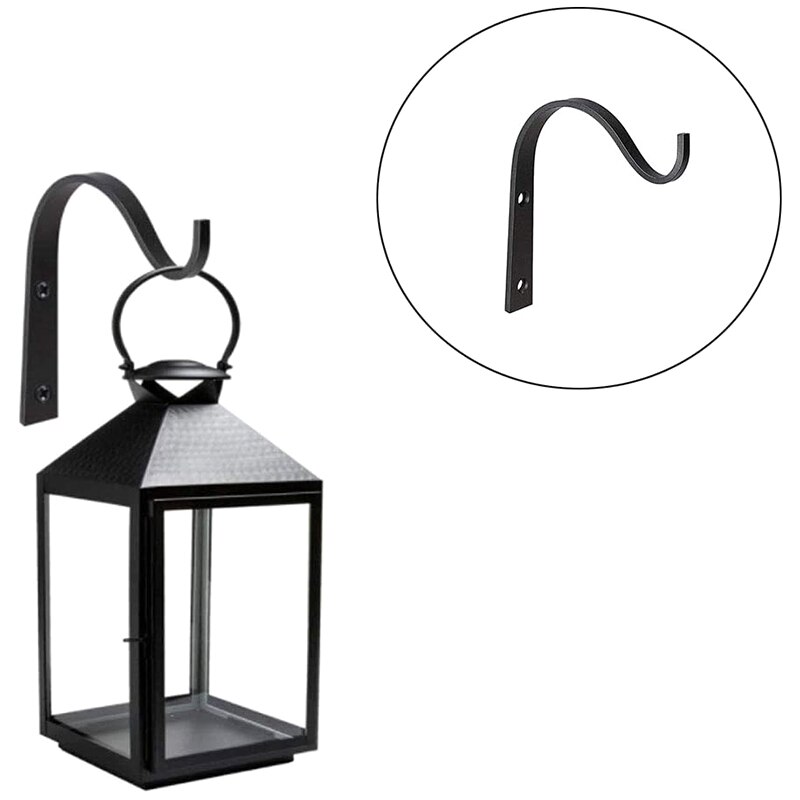 Fashion4PCS Hanging Basket Brackets Iron Wall Hooks Brackets Black Curved Up Bracket Hook for Hanging Planter Bird Feeder