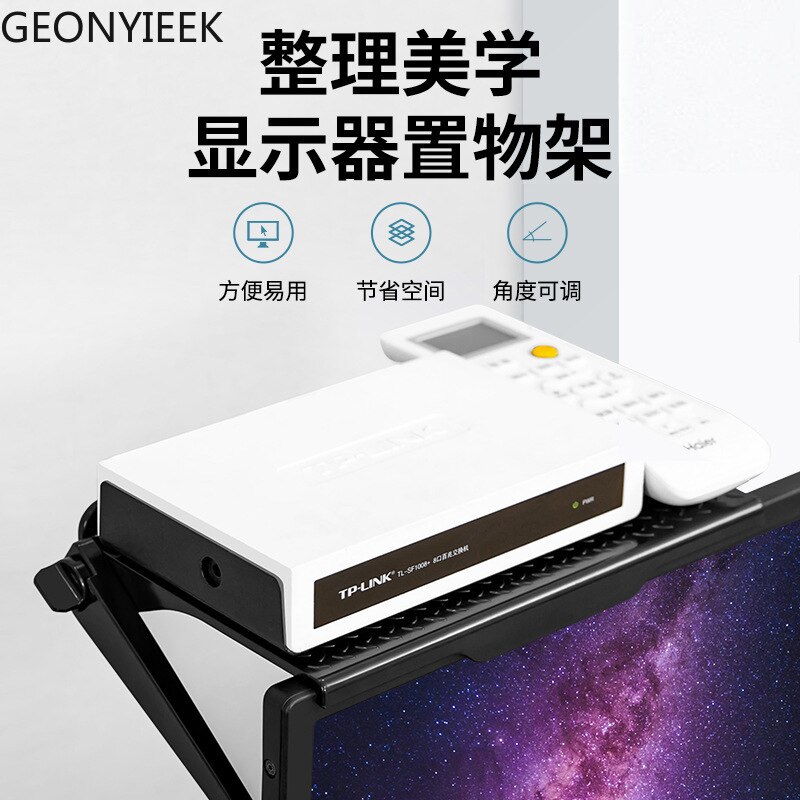 Adjustable TV Screen Top Storage Shelf Rack Holder for Macbook Computer Monitor Desktop Stand Rack Display Shelf Storage Rack