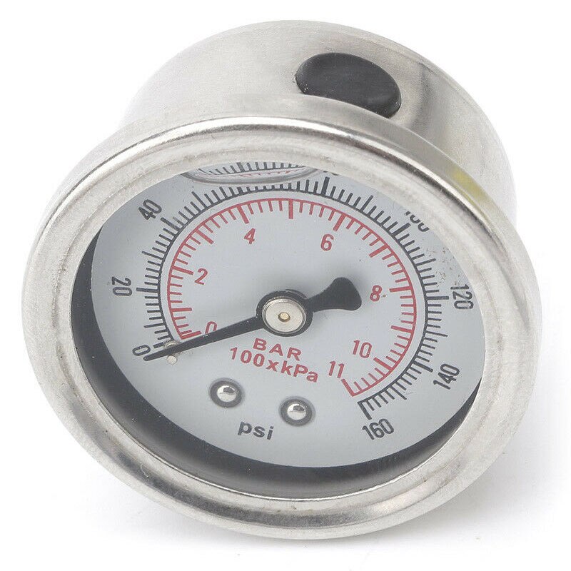 Adjustable 0-160 PSI Fuel Oil Pressure Regulator Gauge Chrome Silver Universal