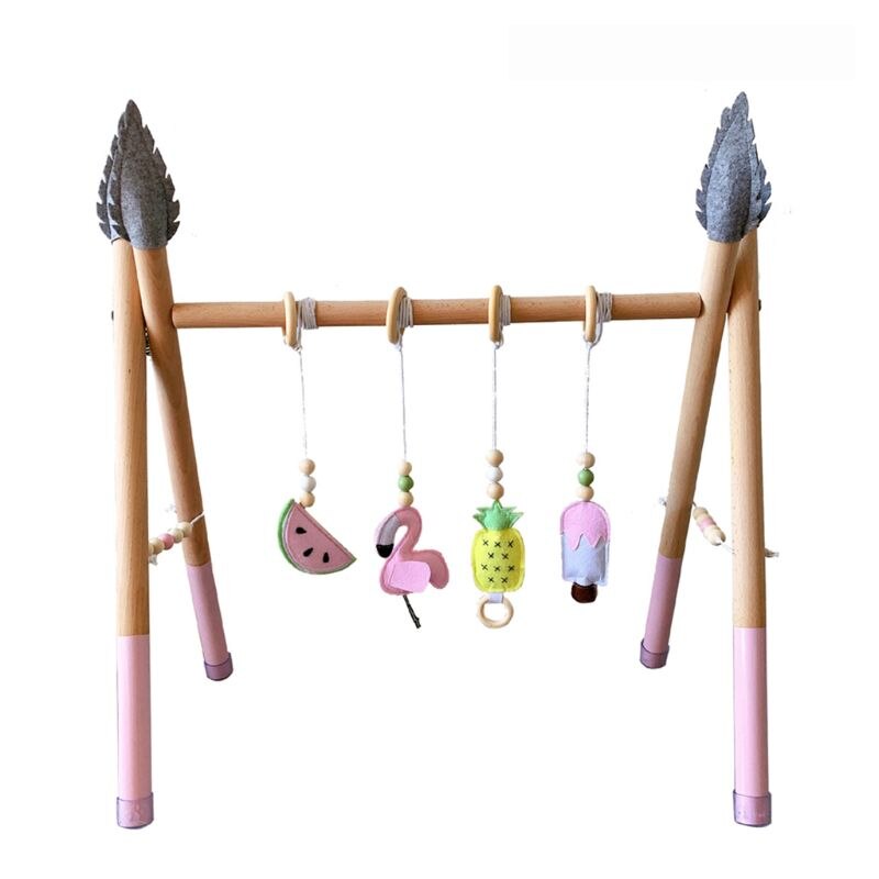 1Set Nordic Style Baby Gym Play Nursery Sensory Ring-pull Toy Wooden Frame Infant Room Toddler Clothes Rack Kids Room Decor