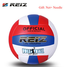 REIZ Soft PU Volleyball Ball Competition Training Ball Men Women Official Size Weight Soft Touch Volleyball Ball