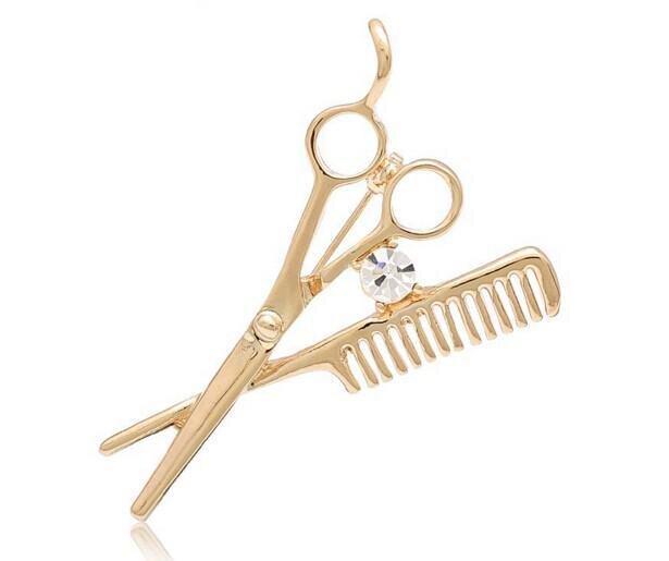 trend mode accessoires kapper schaar broche broche herenkleding en accessoires Harajuku: Gold