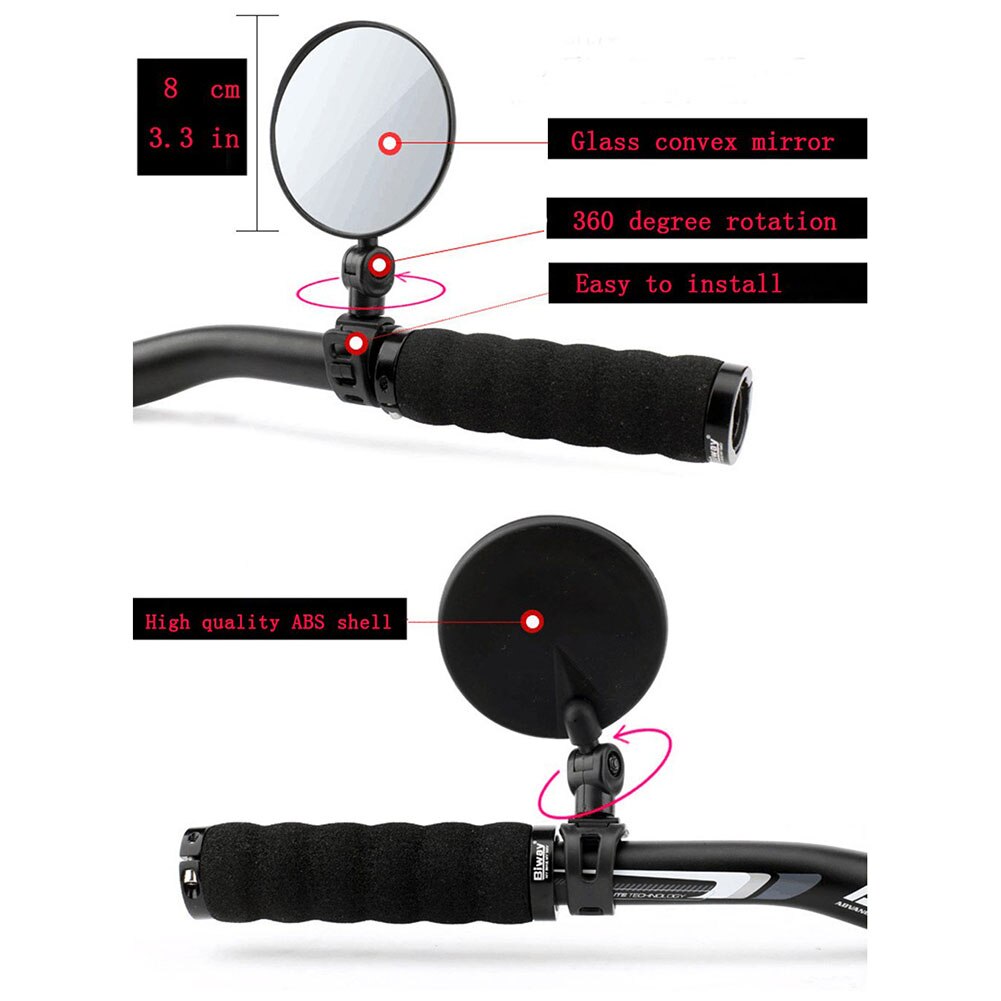Universal 360 Rotate Adjustable Bicycle Rearview Handlebar Wide-angle Convex Mirror Cycling Rear View MTB Bike