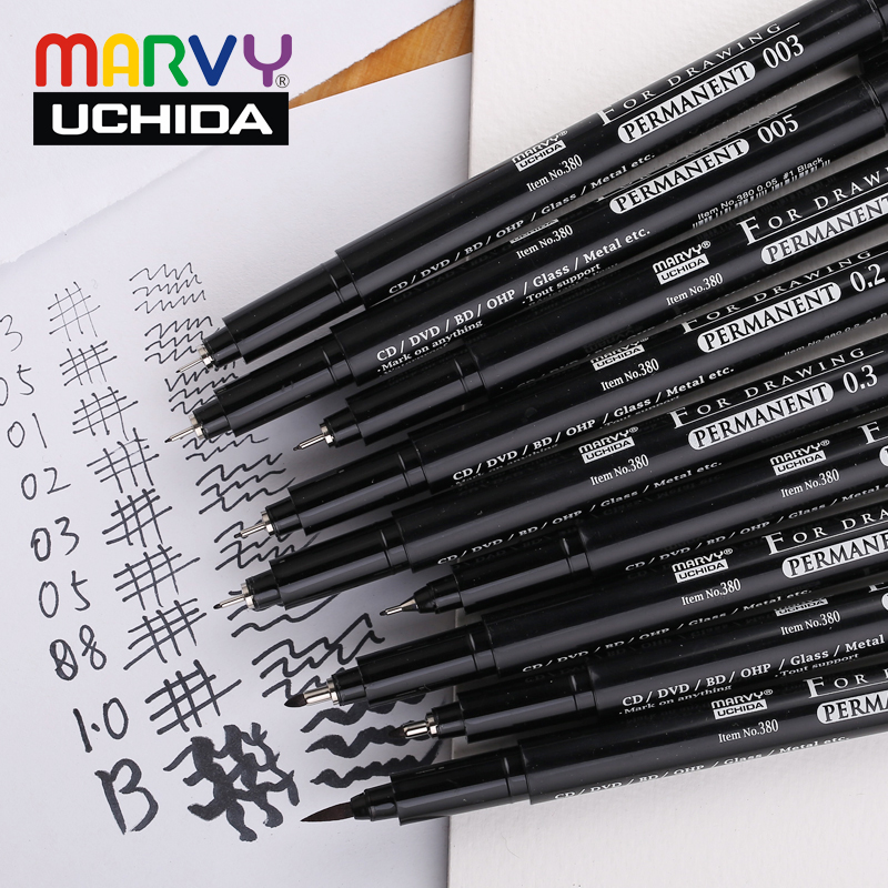 MARVY Pigma Micron – stylo fin à base d&#39;huile, 1 pièce, encre noire, étanche, marqueurs d&#39;art, pour Dessin, Manga, croquis