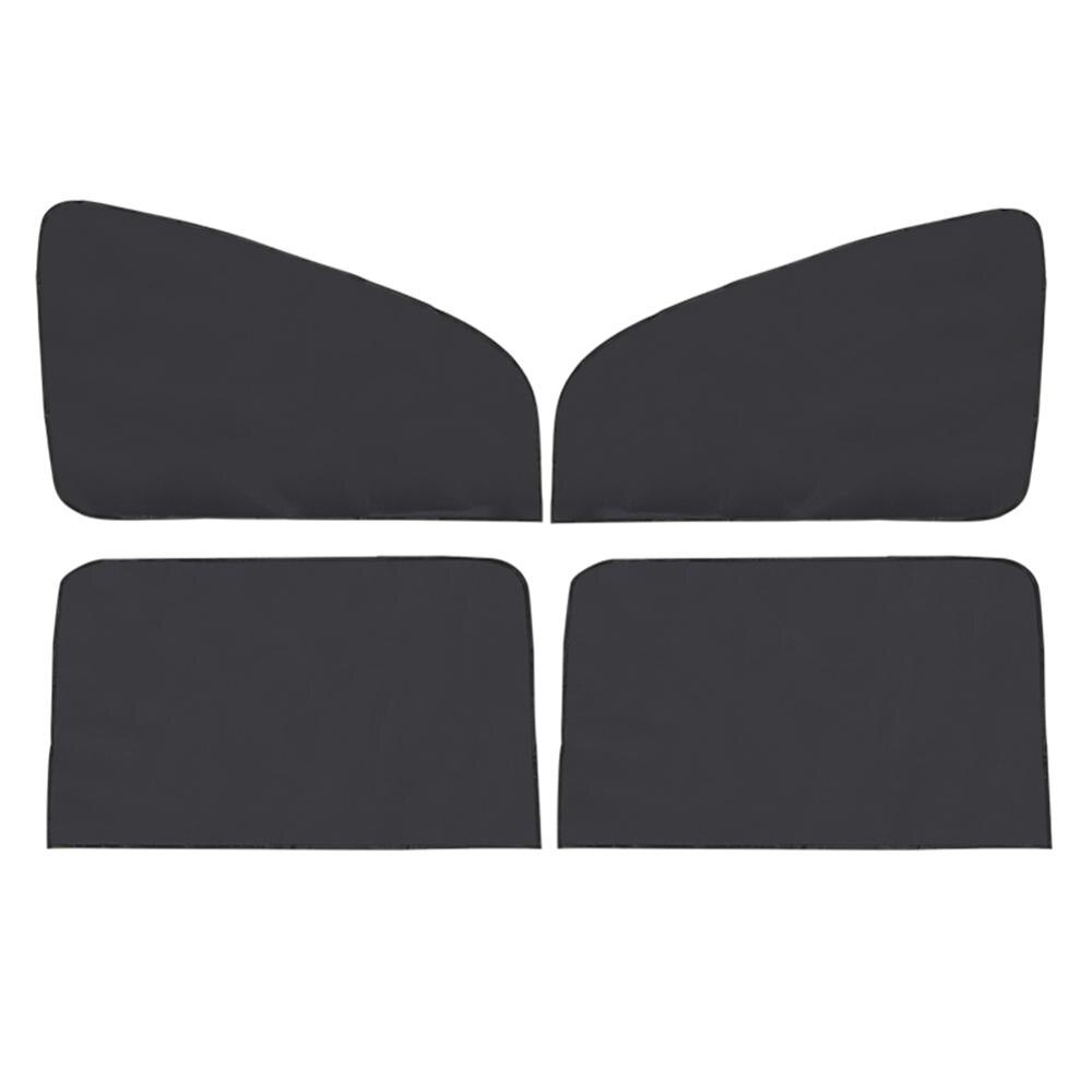 1/2/4 Uds ventana sol sombra tela de gasa negra cubierta parasol para coche delantero trasero Protector lateral plegable Auto parasol cortina: 2pc B and 2pc A