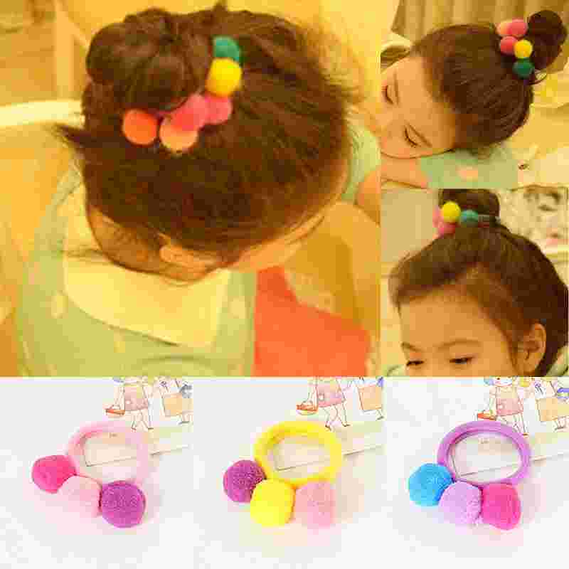 1PC Mooie Meisjes Kinderen Kleurrijke Elastische Bal Elastische Haarband Haar Touw Kinderen Haar Accessoires