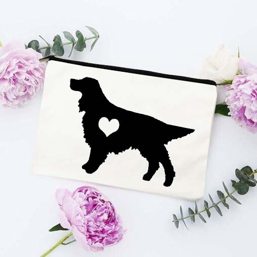 Fun Liefde Hond Afdrukken Cosmetische Zakken Make Pouch Canvas Herbruikbare Purse Beauty Bag Organizer Toilettas Tassen Eco Wassen Pouch: W04323-TBWH-D