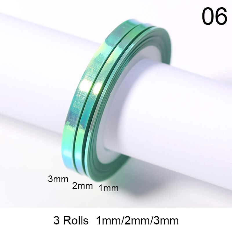 3 rollos de cintas adhesivas para uñas, 1mm, 2mm, 3mm, 1 rollo: 6