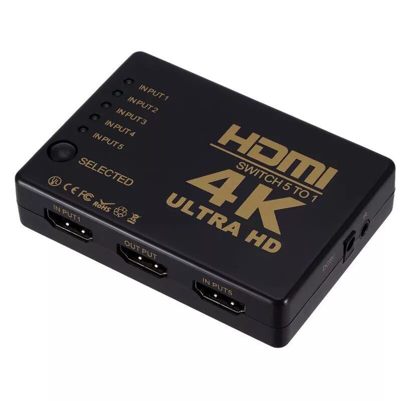 Hdmi Switch 5 In 1 Out Hdmi 5 In 1 Out Schakelaar 4K 1 Input 5 Uitgang Hub Met ir Afstandsbediening