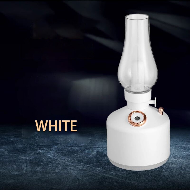 Retro Lamp Luchtbevochtiger Draadloze Aroma Diffuser Oplaadbare Essentiële Olie Humidificador Kleur Lichten Cool Mist Voor: WHITE