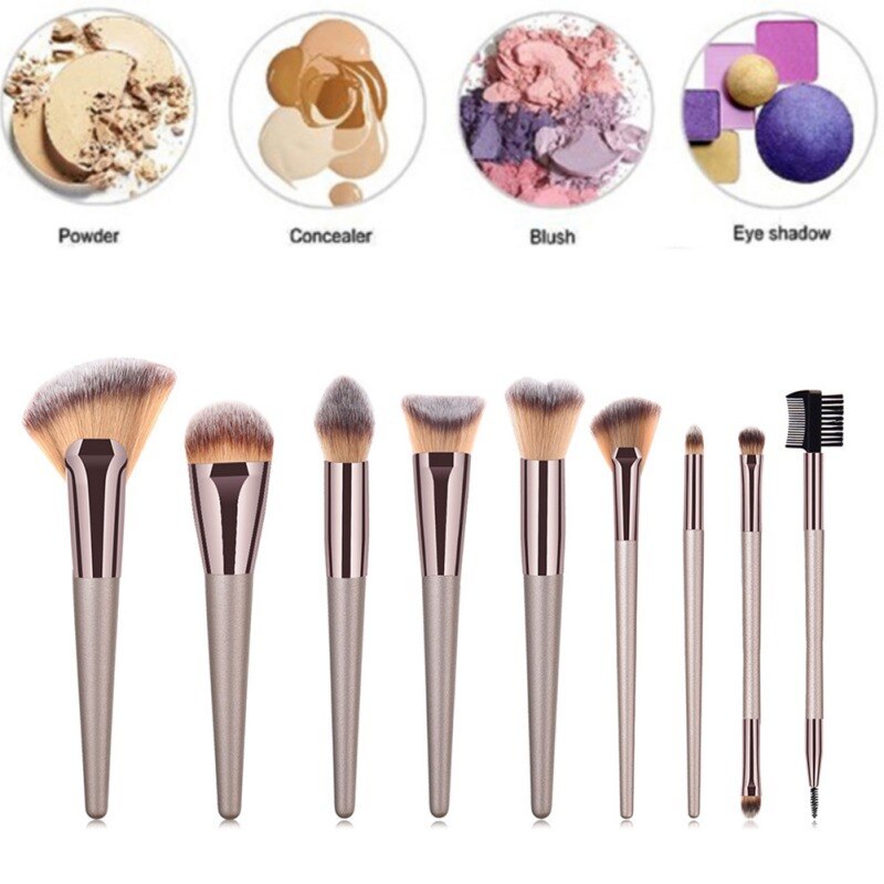 1/9pcs Makeup Brush Foundation Brush Big Fan Brush Eyeshadow Brush Eyelash Brush Multi-functional Cosmetic Brush