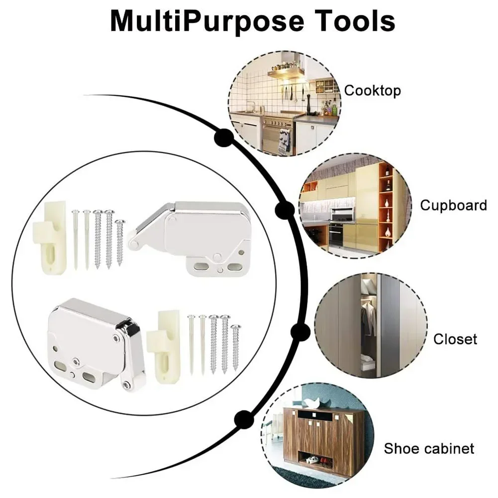 Duurzaam En Langdurig Veerslot Voor Kast/Kastdeuren Eenvoudige Installatie 2 Stuks Vergrendeling Automatische Veervergrendeling