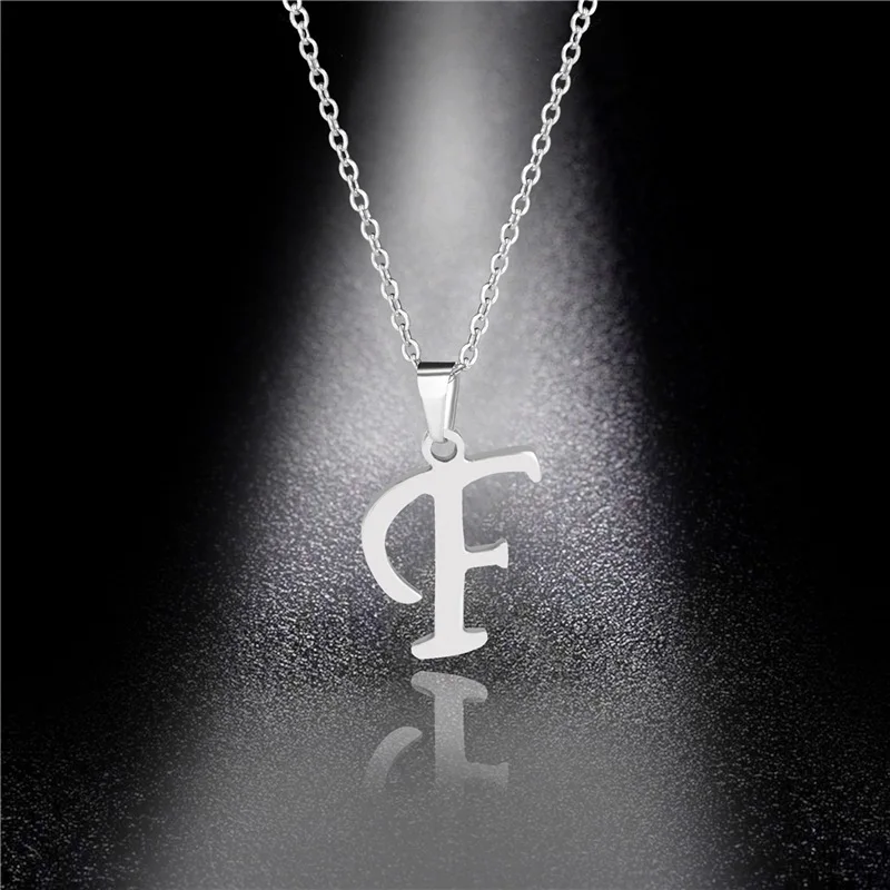 Silber Farbe 26 Briefe Schmuck Englisch Alphabe Halsketten für Frauen Halsband A B C D E F G H I J K L M N O P Q R S T U V W X Y Z: F
