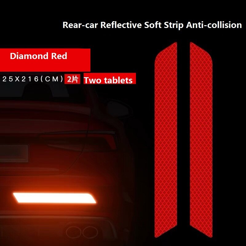 Safety Warning of Car Sticker Rear Bars Reflector Sticker Reflector Film: 1 sets of red
