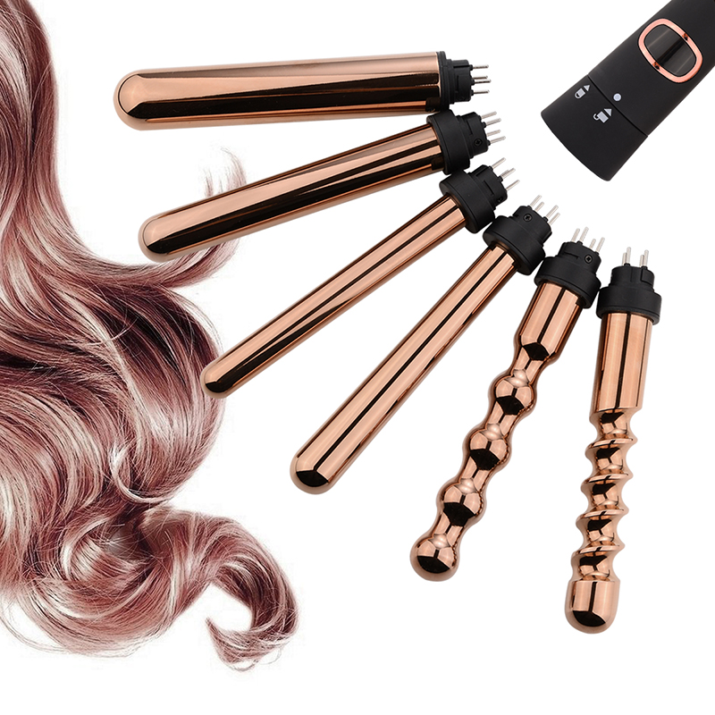 Elektrisk krøllejern stav sæt keramisk hår curler lcd krøllejern rulle krøller tryllestav waver styling værktøjer