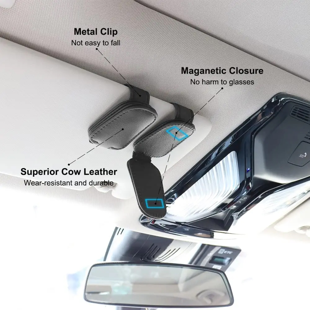 Universal Auto Sonnenbrille Halter Auto Magnetische Leder Clip Karte Ticket Halter Auto Sonnenblende Gläser Box Dekoration Zubehör