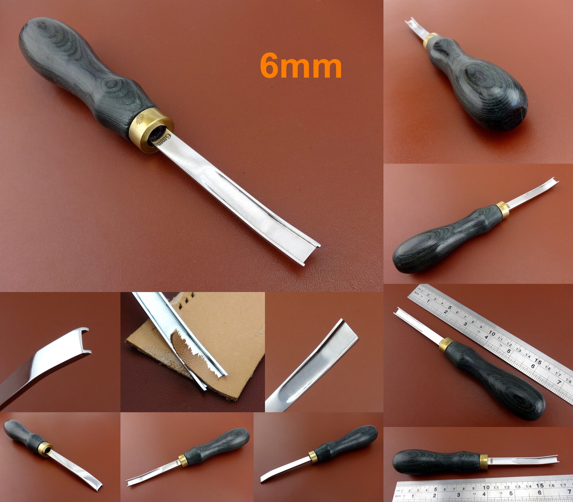 7kind French Style Leather Craft Edge Beveler Skiving Skiver Edger Gouges Cutting Tool - Knife Cutter Punch Chisel Pricking Iron