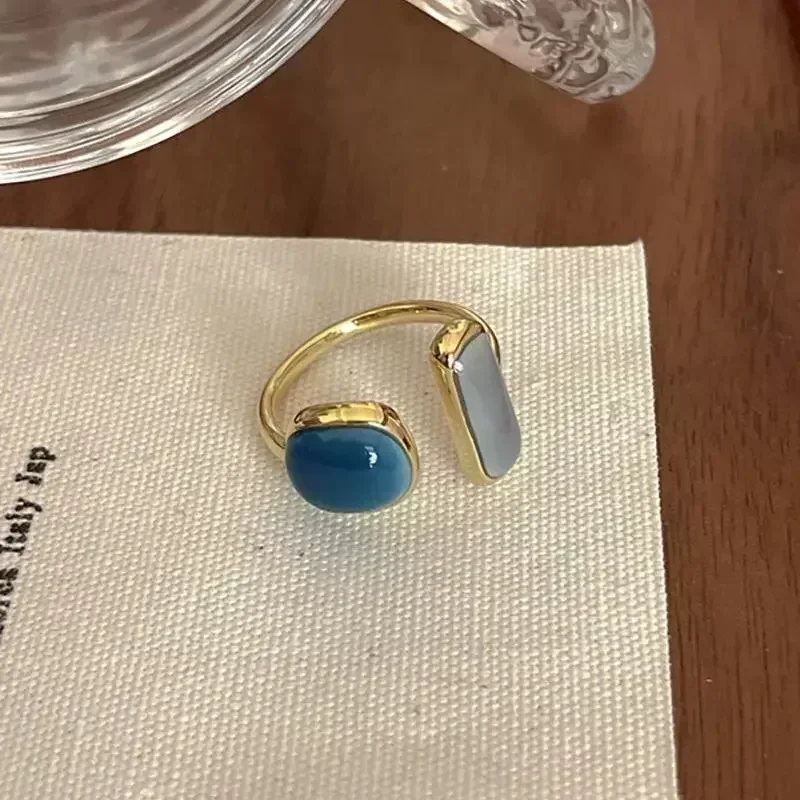 Roestvrij stalen hamerpatroon groot hart opening gouden ring voor vrouwen mode-accessoires textuur sieraden verjaardagscadeaus: Lemon yellow