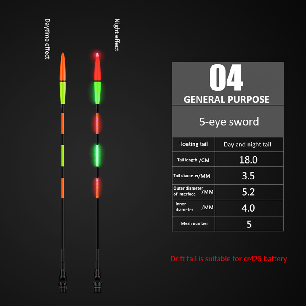 Smart Led Fishing Float Electric Fishing Float Night Light Luminous Electronic Float Fishing Tackle Fishing Floating Tail: NO 4