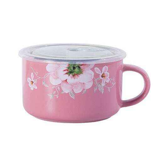 Keramische Instant Noodle Cup Met Deksel Huishoudelijke Grote Capaciteit Soep Cup Bento Box Student Bento Box Instant Noodle Isolatie Kom: A  13.5cmX8.5cm