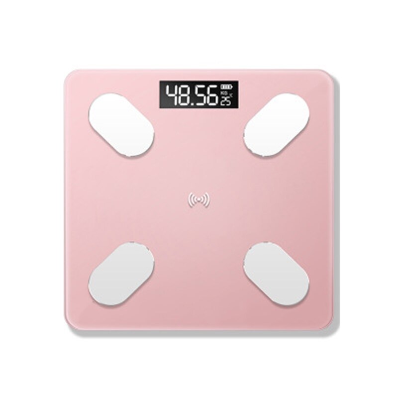 Body Fat Scale Smart BMI Scale LED Digital Bathroom Wireless Weight Scale Balance Bluetooth APP Android IOS: pink
