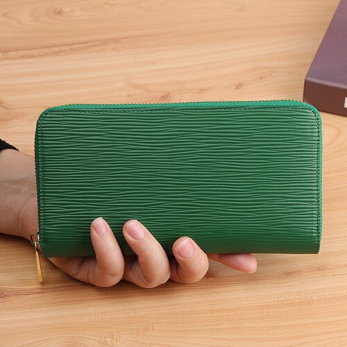 Portefeuille en croûte de cuir jaune pour femmes, pochette à fermeture éclair, Style japonais: Green
