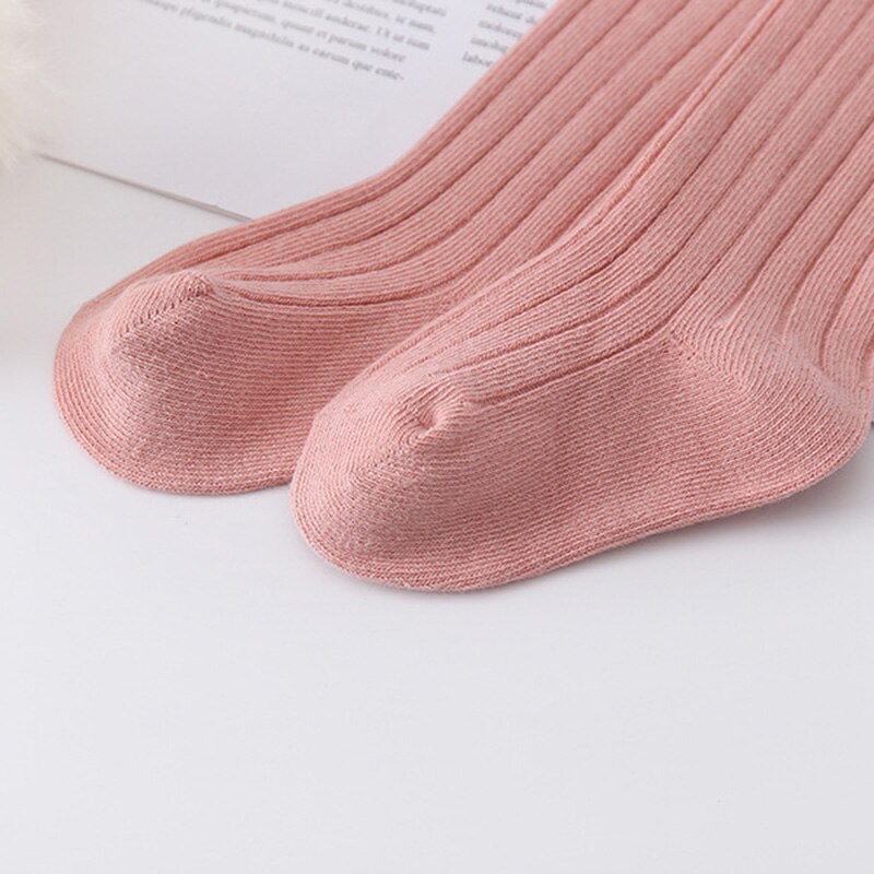 Cute Baby Girl Socks Soft Cotton Solid Kids Knee High Socks Spring Autumn Infant Toddler Children Long Socks Sokken