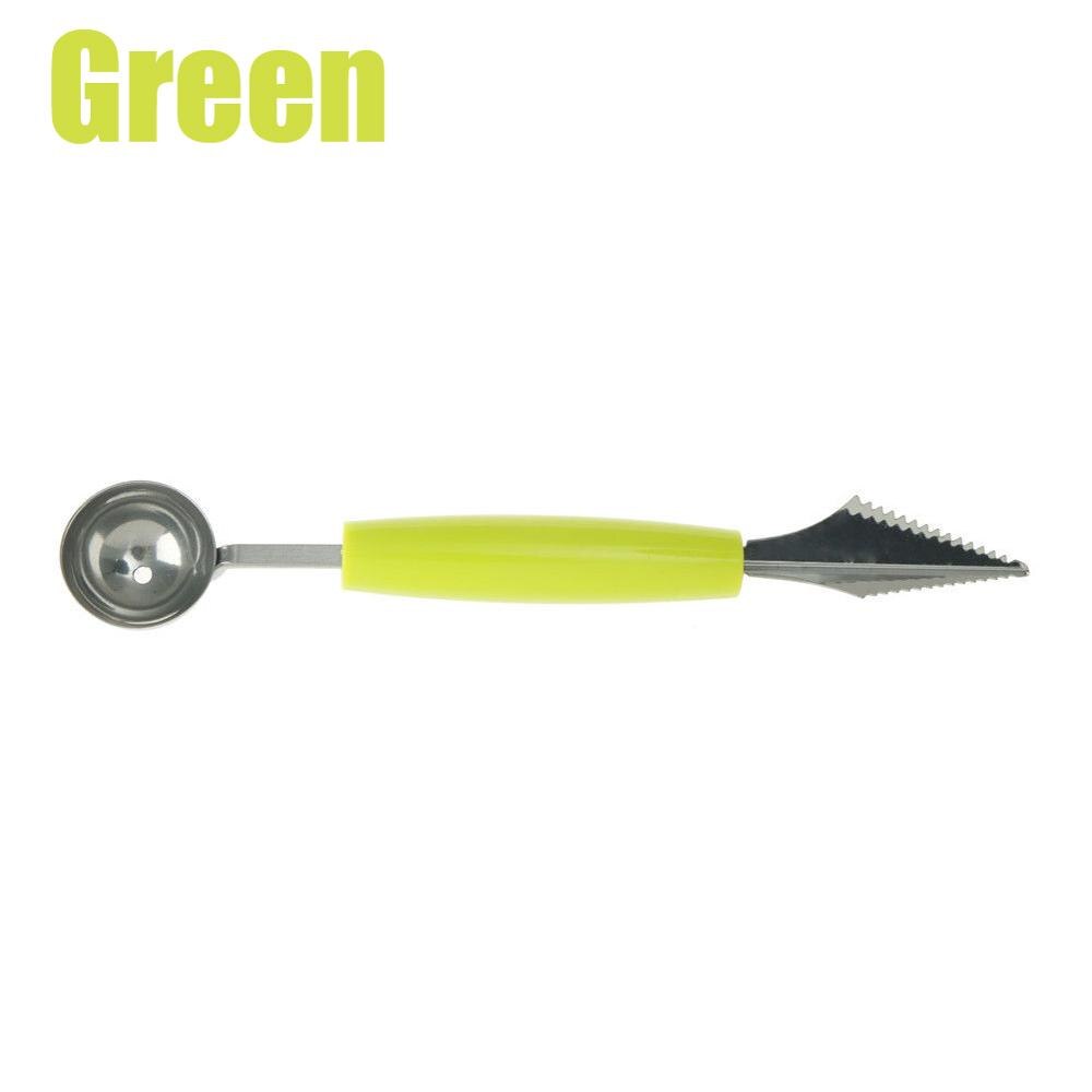 2 In 1 Melon Baller Scoop Fruit Carving Knife Multi-functional Kitchen Peeler Fruits Cutter Shape Carving Tool: Green