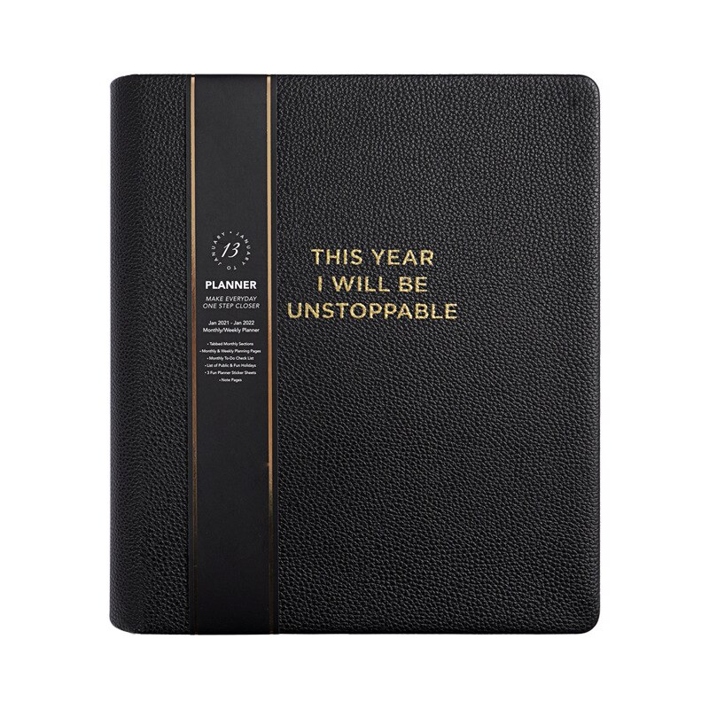 English Planner B5 Notebook Business Coil Notebook Daily Weekly Monthly Plan Notepad Office School Stationery Supplies: KJ-0518-black