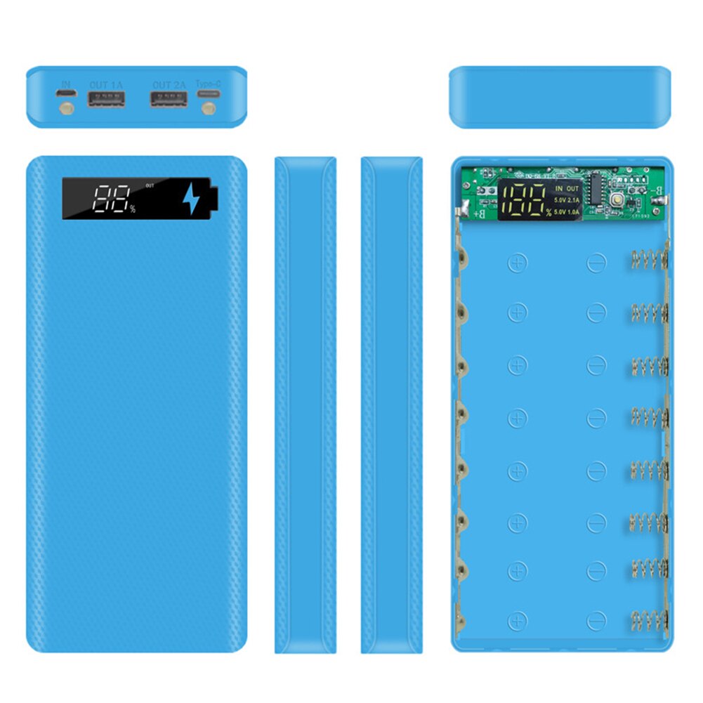 Caja de carga rápida para teléfono móvil, Micro USB tipo C, USB Dual, portátil, 6x18650, 5V