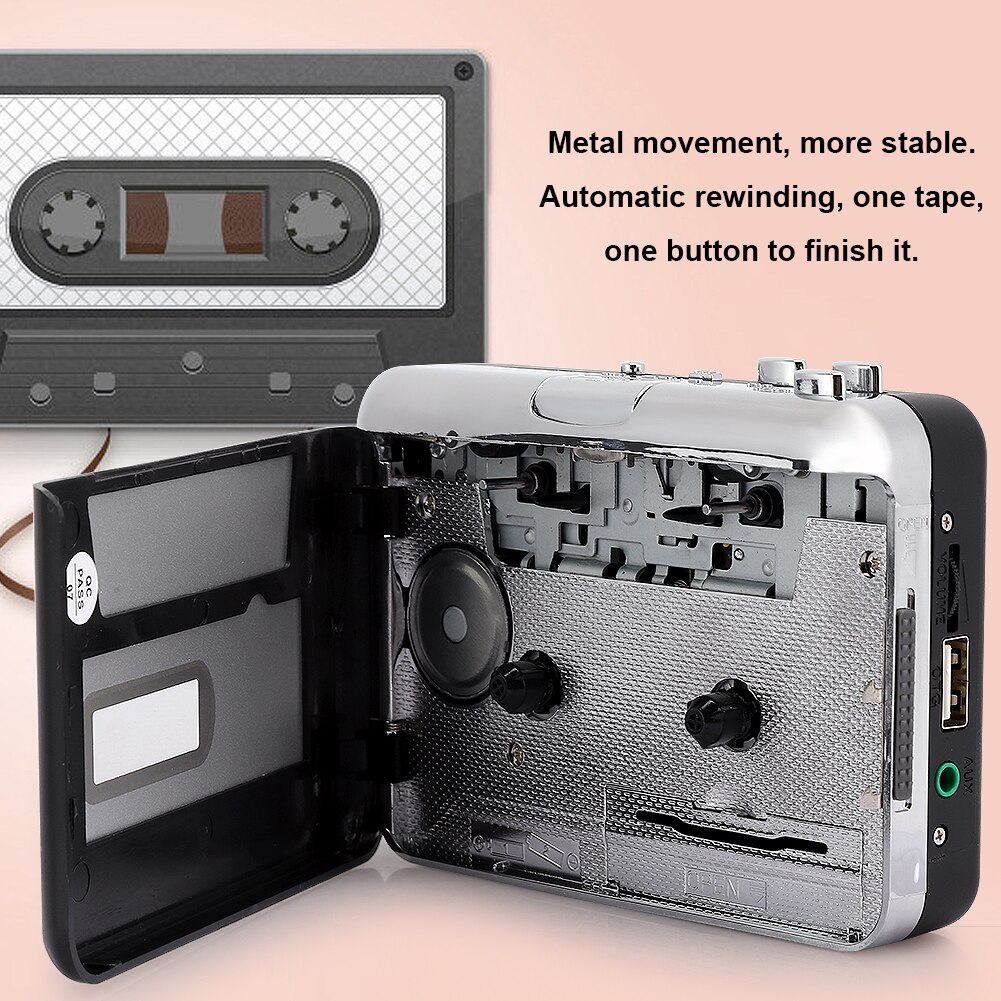 Reproductor de Cassette estéreo USB 231, Adaptador convertidor de cinta a MP3, rebobinado automático