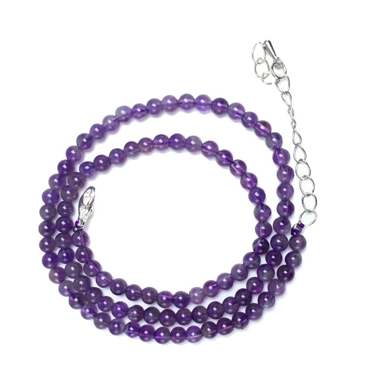 Natuurlijke 4Mm Crystal Quartz Toermalijn Lapis Lazuli Kralen Ketting Granaat Meerdere Kleuren Cadeaus Voor Meisjes Mode Armband Choker: Amethyst