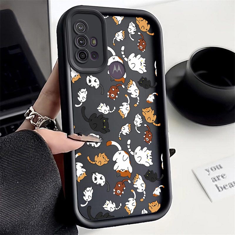 G30 pełen życia Kot Nowy niebo oko etui na telefon robić Motorola Moto G20 Odporna na uderzenia ochrona aparatu Moto G10 Miękka tylna obudowa: PŁÓTNO / czarny