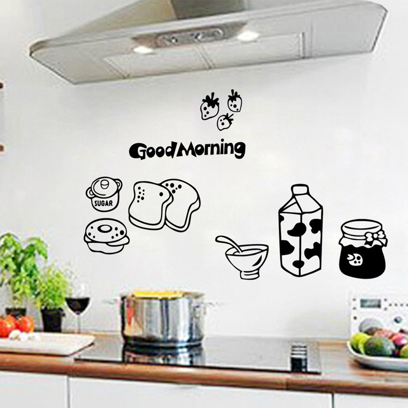1pc wallsticker til køkken vinyl mælkebrød køleskab vægmaleri sort hvid stickericker home art decor frige sti