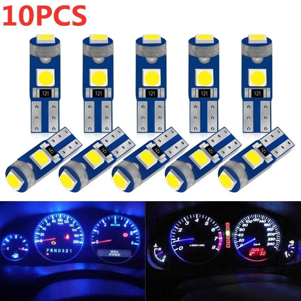 2/10 Uds T5 bombilla Led W3W W1.2W Led Canbus luces interiores de coche tablero indicador de calentamiento cuña lámpara de instrumento automático 12V