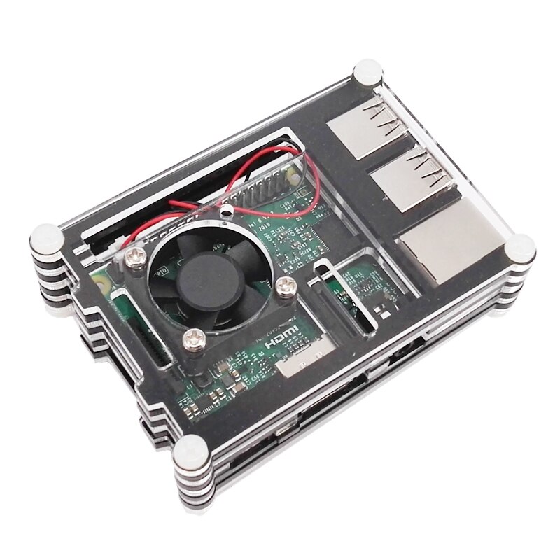 RASPBERRY PI 3B+ BOX RASPBERRY PI CASE black and transparent with fan