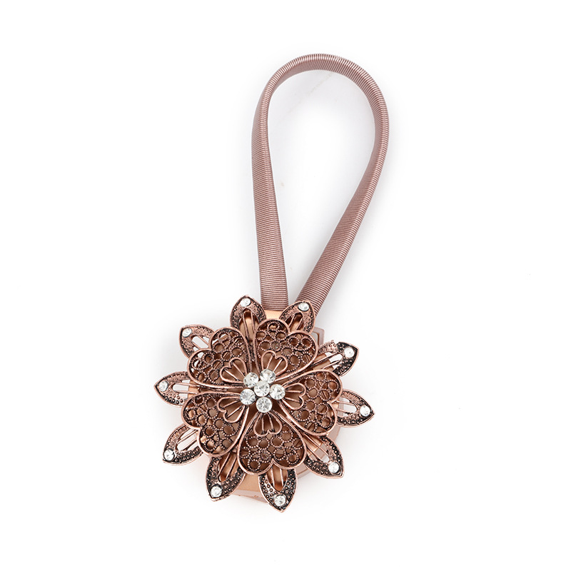 Magnetic Curtain Buckle Flower Decor Window Screening Tieback Clip Retractable Metal Strap Curtains Holder Accessories: Red